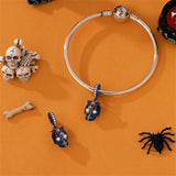 Black Skull with Pink Crystals Dangle Charm