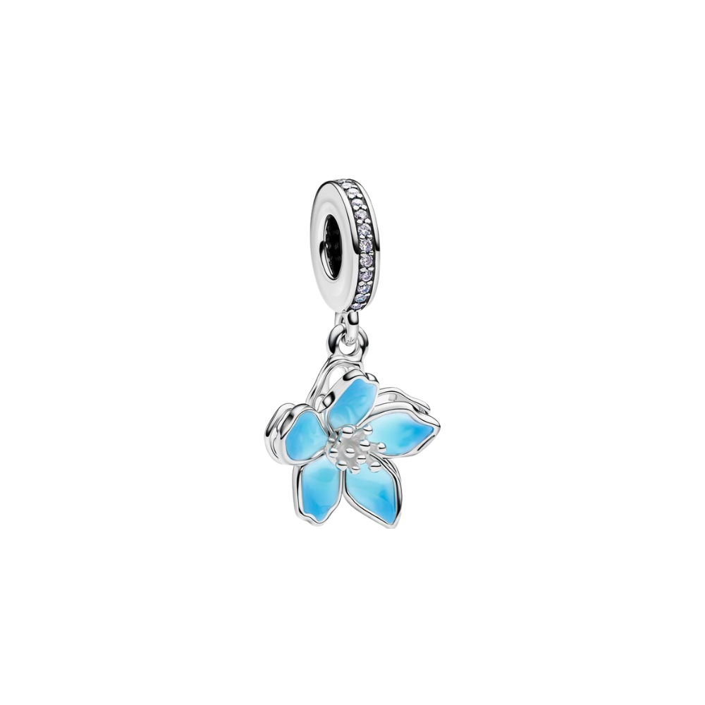 Blue Cherry Blossom Dangle Charm