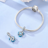 Blue Dolphins with Heart Ocean Sparkle Dangle Charm