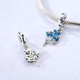 Blue Forget-Me-Not Flower Dangle Charm