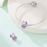 Cat with Pink & Purple Flowers Charm