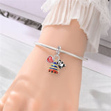 China Temple, Panda & Heart Flag Dangle Charm