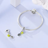 Colorful Tennis Racket & Ball Dangle Charm