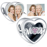 Custom Photo Heart "Mom" Charm