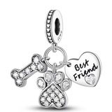 Dog Best Friend Paw and Bone Dangle Charm