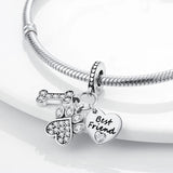 Dog Best Friend Paw and Bone Dangle Charm