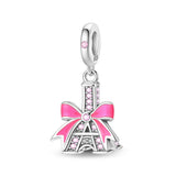 Eiffel Tower with Pink Bow Dangle Charm