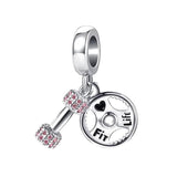 Fit Life Dumbbell & Weight Plate Dangle Charm
