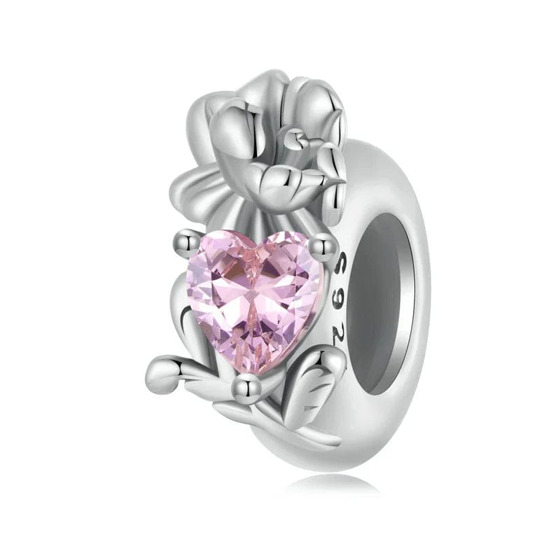 Floral Heart Birthstone Charms