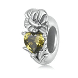 Floral Heart Birthstone Charms