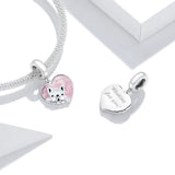 French Bulldog Love Pink Heart Dangle Charm