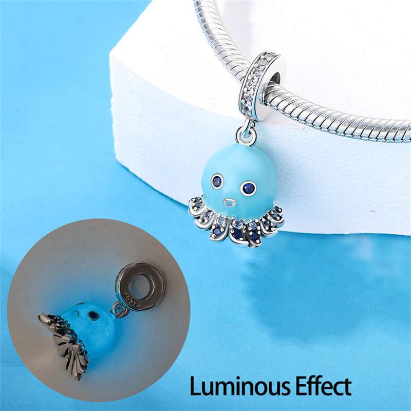 Glow in the Dark Blue Octopus Pulpo Dangle Charm