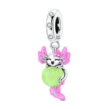 Glow in the Dark Luminous Pink Axolotl Dangle Charm