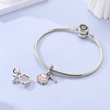 Glow in the Dark Luminous Pink Paw & Bone Dangle Charm