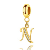 Gold Initial Letter A~Z Alphabet Dangle Charms