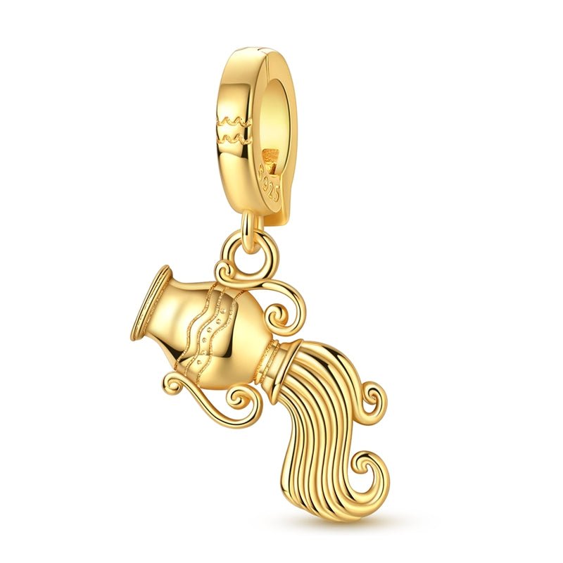 Golden Astrology Signs Zodiac Constellation Dangle Charms