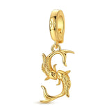 Golden Astrology Signs Zodiac Constellation Dangle Charms