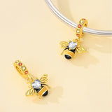 Golden Bee with Heart Crystal Dangle Charm