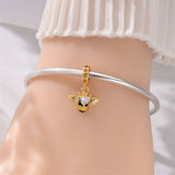 Golden Bee with Heart Crystal Dangle Charm