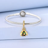 Golden Beetle with Multicolor Crystal Dangle Charm