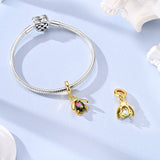 Golden Beetle with Multicolor Crystal Dangle Charm
