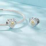 Golden Paw Print Heart Charm