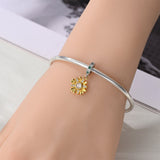 Golden Sunflower Bloom Dangle Charm