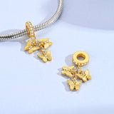 Golden Triple Butterfly Dangle Charm