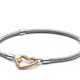 Gold Entangled Wire Heart Charm Bracelet