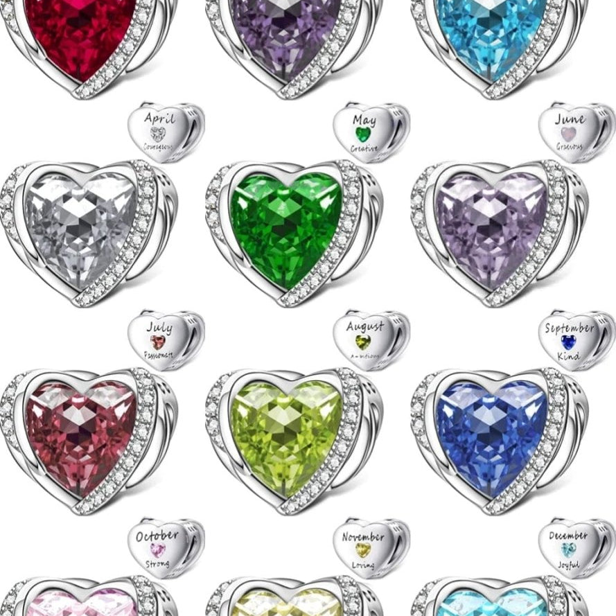 Heart Birthstone Charms