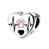 Heartbeat Paw Print Heart Charm