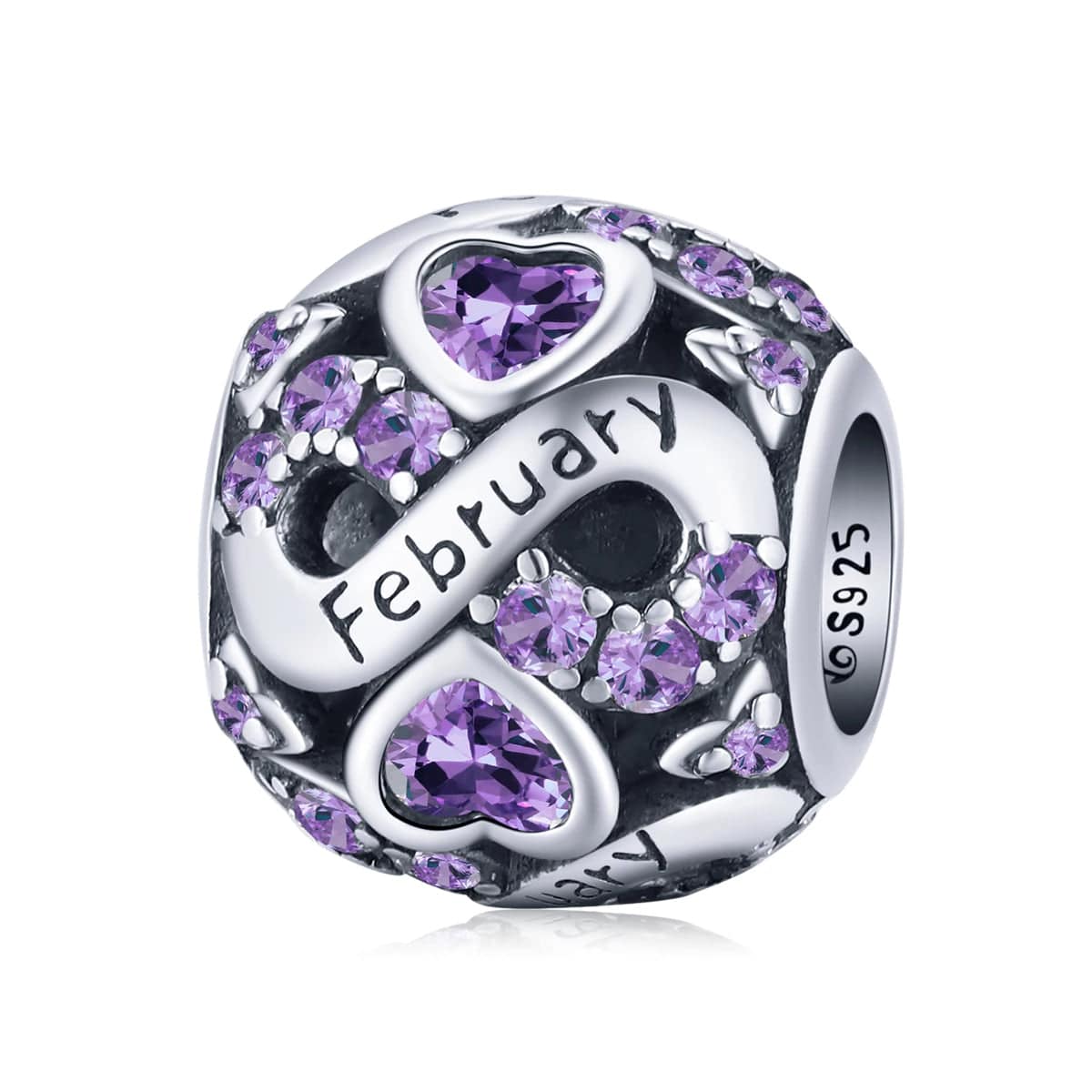 Infinite Love Zircon Heart Birthstone Charms