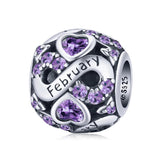 Infinite Love Zircon Heart Birthstone Charms