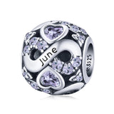 Infinite Love Zircon Heart Birthstone Charms