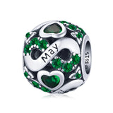 Infinite Love Zircon Heart Birthstone Charms