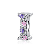 Pink & Purple Flower Letter A~Z Alphabet Charm