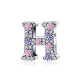 Pink & Purple Flower Letter A~Z Alphabet Charm