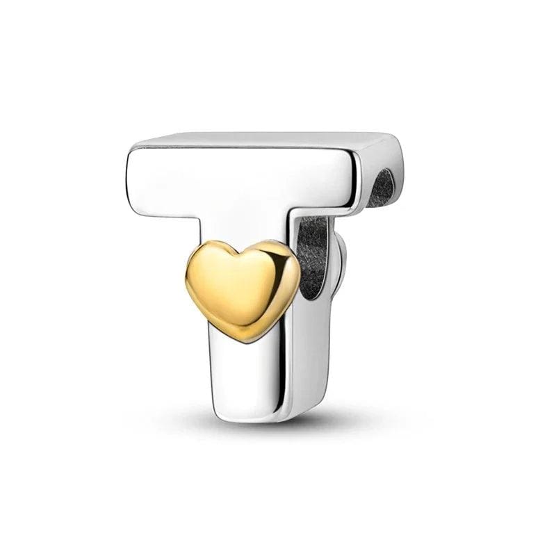Gold Heart Letter A~Z Alphabet Charm