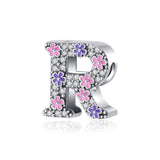 Pink & Purple Flower Letter A~Z Alphabet Charm