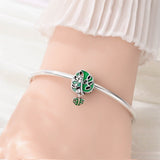 Monstera Leaf & Green Crystal Dangle Charm