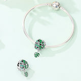 Monstera Leaf & Green Crystal Dangle Charm