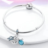 Ocean Starfish Shell and Sea Turtle Triple Dangle Charm