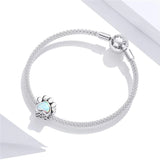 Opal Heart Paw Print Charm