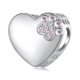 Personalized Paw Print Engraved Heart Charm