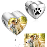 Personalized Pet Paw Print Heart Photo Charm