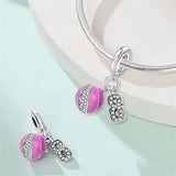 Pink Basketball & Number 8 Dangle Charm