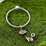Pink Football Ball & “I Love Football” Dangle Charm