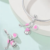 Pink Golf Club, Bag & Heart Dangle Charm
