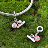 Pink Volleyball & “I Love Volleyball” Dangle Charm