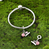 Pink Volleyball & “I Love Volleyball” Dangle Charm